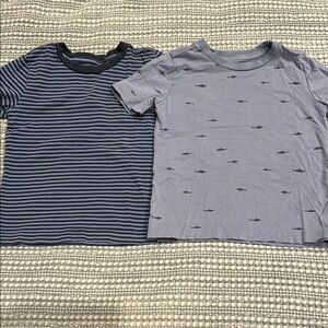Kids Blue Striped and Shark Print T-Shirts
